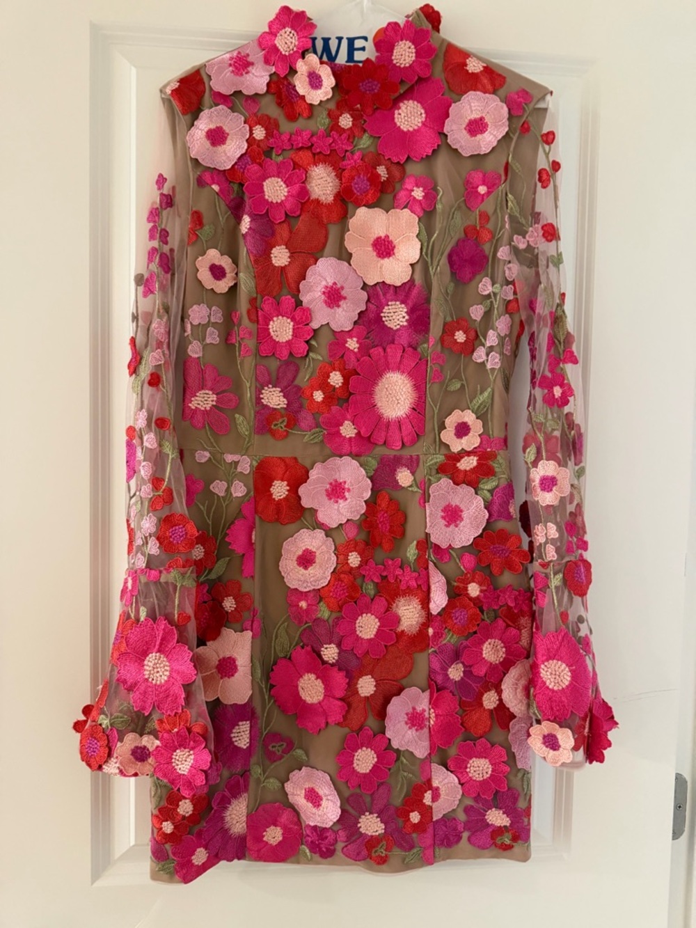 Elliatt Floral Appliqué Mini Dress in Pink, Red, Cream - Picture 2 of 5